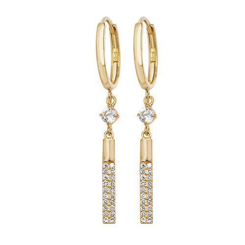 9ct Yellow Gold Ladies CZ Drop Earrings - jewellerysavers