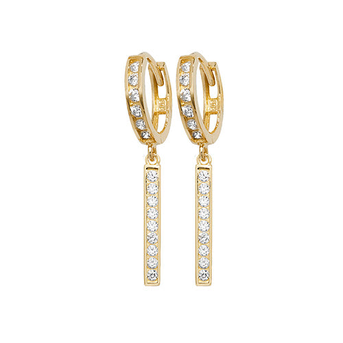 9ct Yellow Gold Ladies Cubic Zirconia Drop Earrings - jewellerysavers