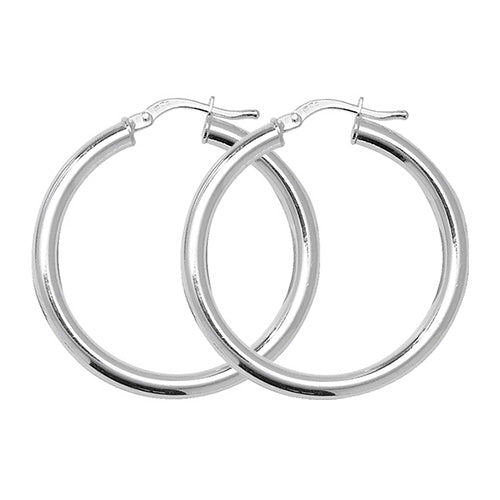 925 Sterling Silver Plain Round Hoop Earrings - jewellerysavers