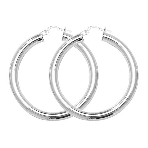 925 Sterling Silver Plain Round Hoop Earrings - jewellerysavers