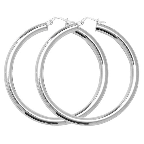 925 Sterling Silver Plain Round Hoop Earrings - jewellerysavers