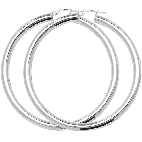 925 Sterling Silver Plain Round Hoop Earrings - jewellerysavers