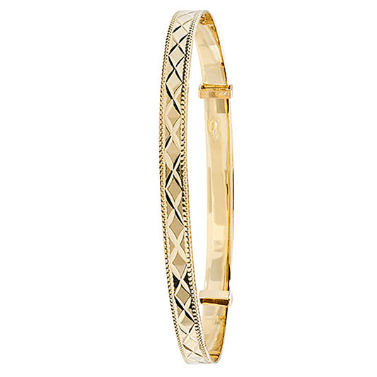 9ct Yellow Gold Ladies 5MM D/C Expandable Bangle