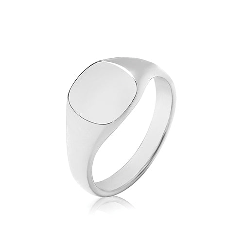 925 Sterling Silver Medium Weight Cush Signet Ring - jewellerysavers