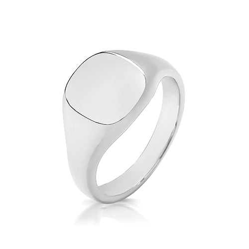 925 Sterling Silver Heavy Weight Cush Signet Ring - jewellerysavers