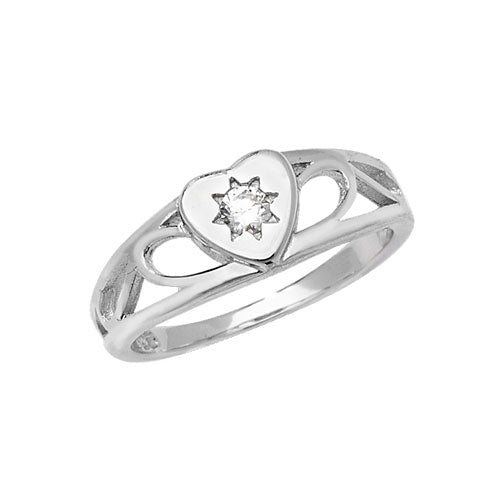 925 Sterling Silver Plain Babies Cubic Zirconia Ring - jewellerysavers