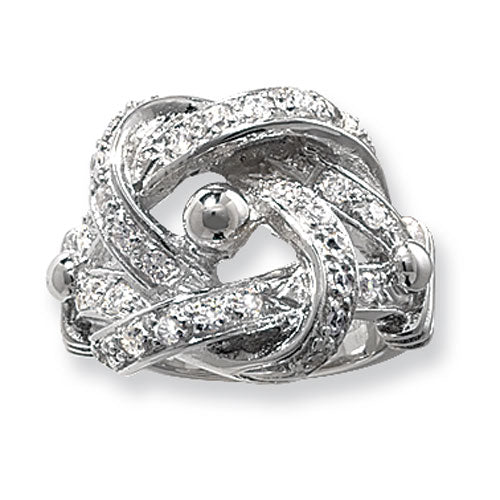 925 Sterling Silver Gent's Knot Cubic Zirconia Ring - jewellerysavers