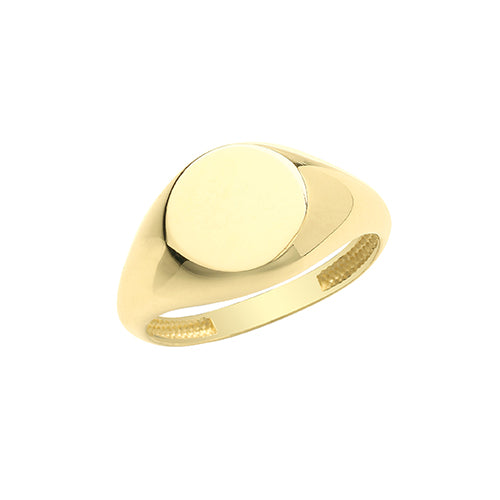 9ct Gold Plain Round Signet Ring - jewellerysavers