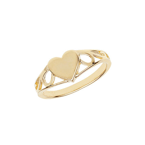 9ct Gold Baby's Heart Signet Ring - jewellerysavers